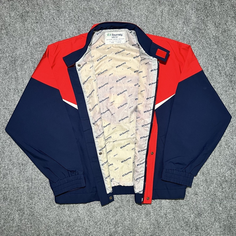 Tourney Gore-Tex Waterproof Windproof Breathable Jacket Men Large Red White Blue - Picture 3 of 7
